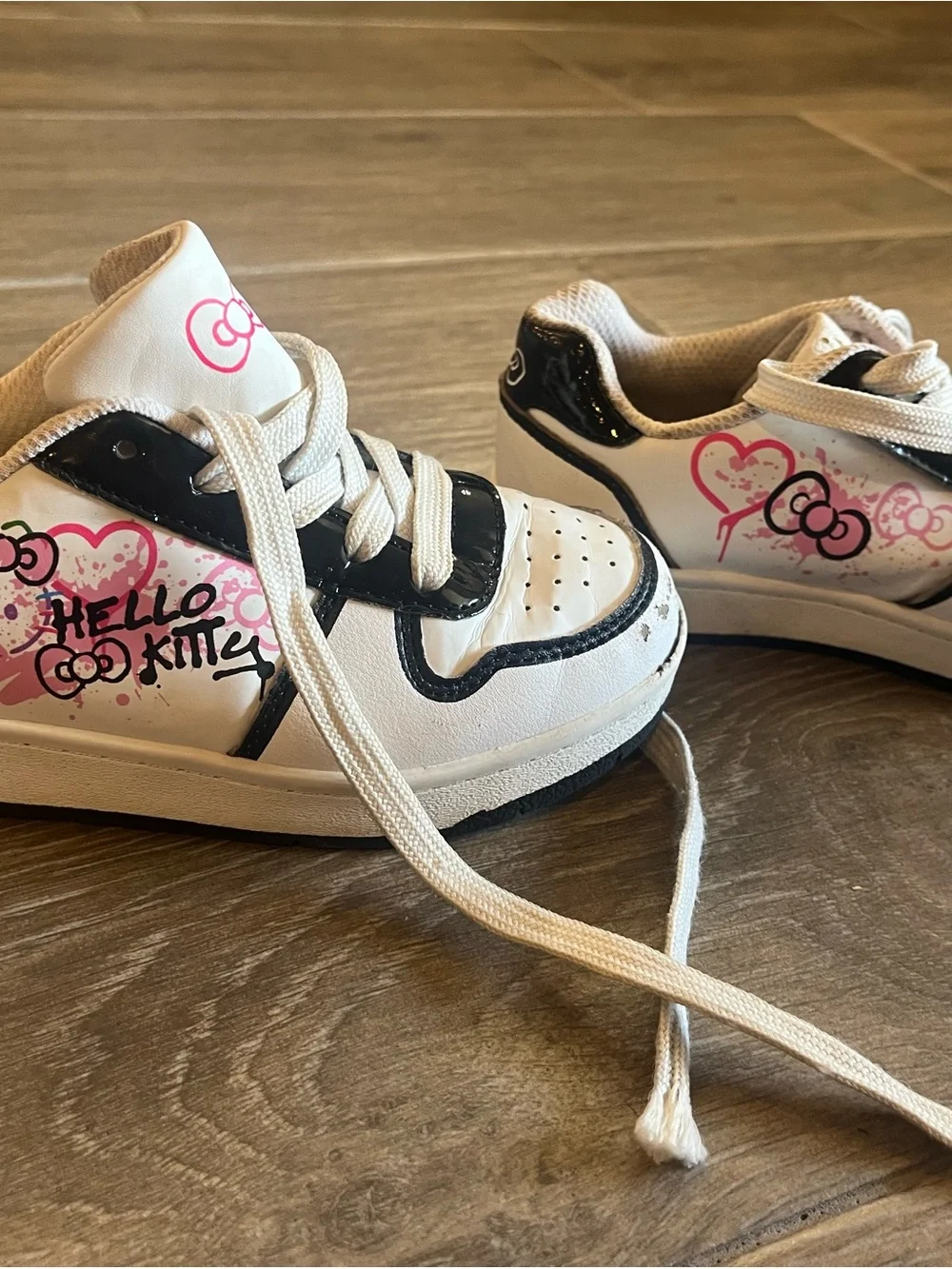 Hello Kitty White, Black and Pink Kids Sneakers